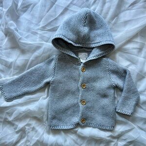 9m Little Planet by Carter’s Grey Knit Button Up Sweater with Hood